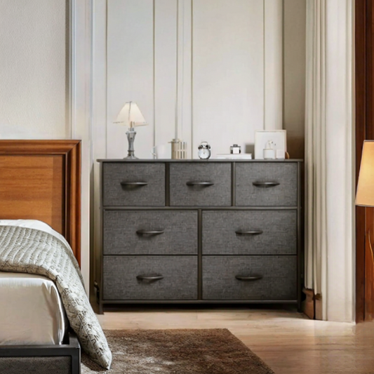 7 Fabric Drawer Chest of Drawers Clothes Storage Organiser, Gray