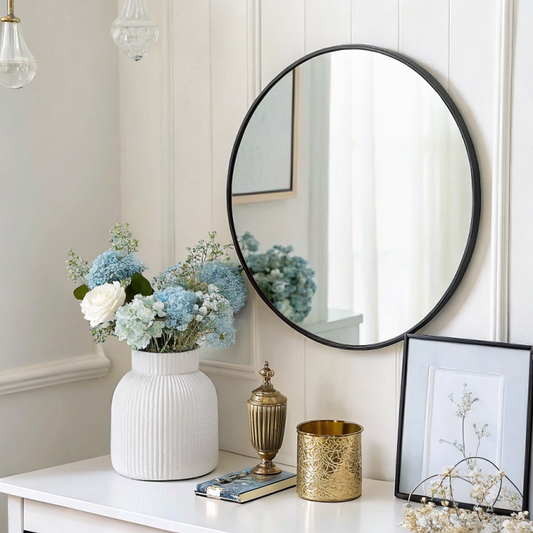 40/60/80cm Round Wall Mirror Black Nordic Style