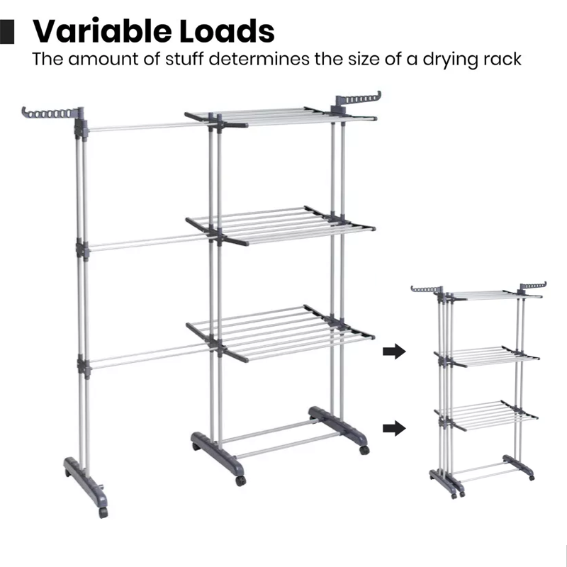 4 Tier Clothes Drying Rack Foldable Adjustable Clothes Airer
