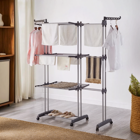 4 Tier Clothes Drying Rack Foldable Adjustable Clothes Airer