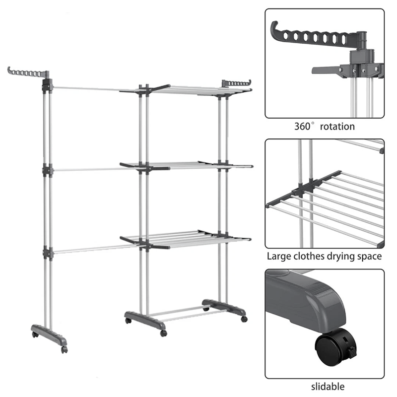4 Tier Clothes Drying Rack Foldable Adjustable Clothes Airer