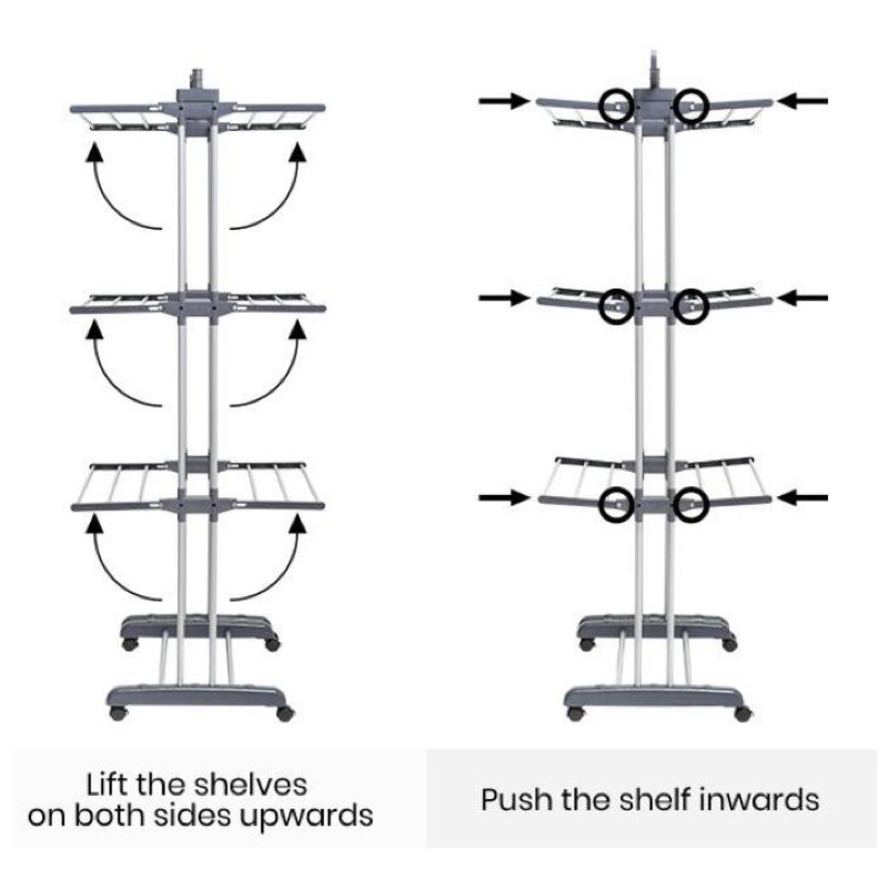 4 Tier Clothes Drying Rack Foldable Adjustable Clothes Airer
