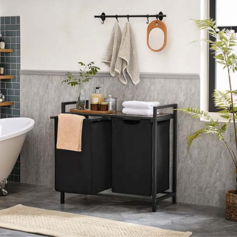 Laundry Basket with Top Shelf Pull-Out Hamper with Storage