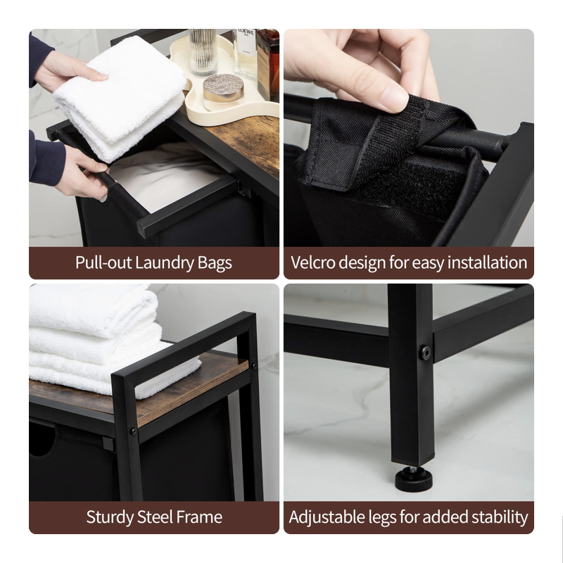 Laundry Basket with Top Shelf Pull-Out Hamper with Storage