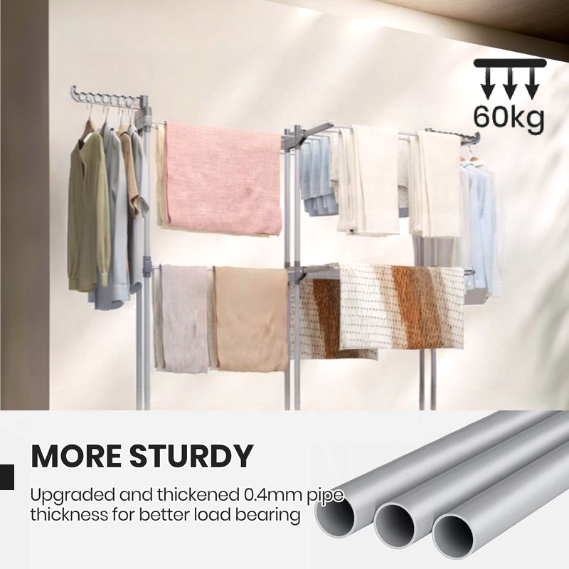 4 Tier Clothes Drying Rack Foldable Adjustable Clothes Airer