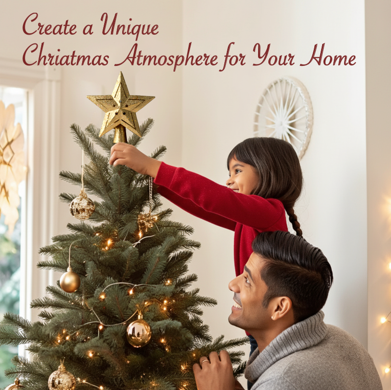 Gold Sparkling LED Christmas Tree Top Star with Projection