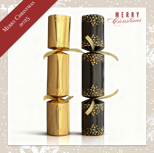 Set of 6 Black and Gold Luxury Christmas Crackers