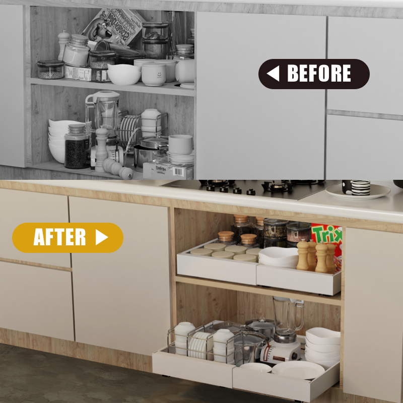 Expandable Pull Out Cabinet Organizer Slide Out Drawer - Medium