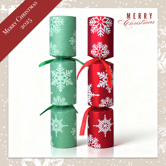 Set of 6 Glitter Snowflake Luxury Christmas Crackers