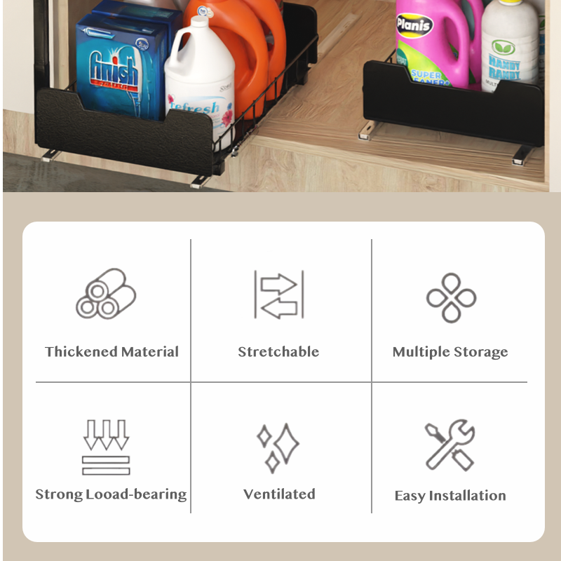 2-Tier L-Shaped Undersink Storage Organiser