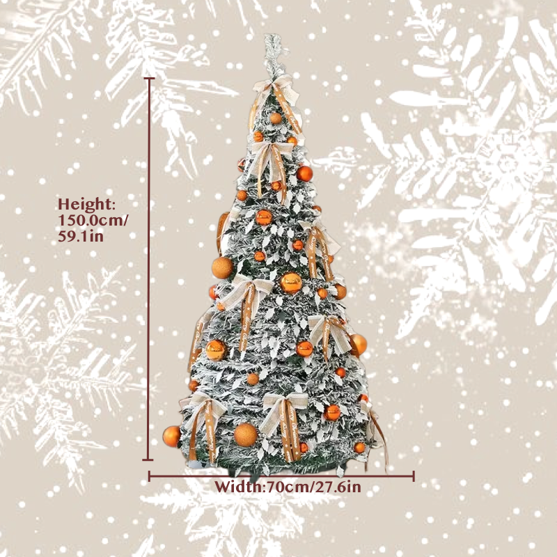 Pre-Lit Pop Up Christmas Tree with Baubles and LED Lights – Bronze