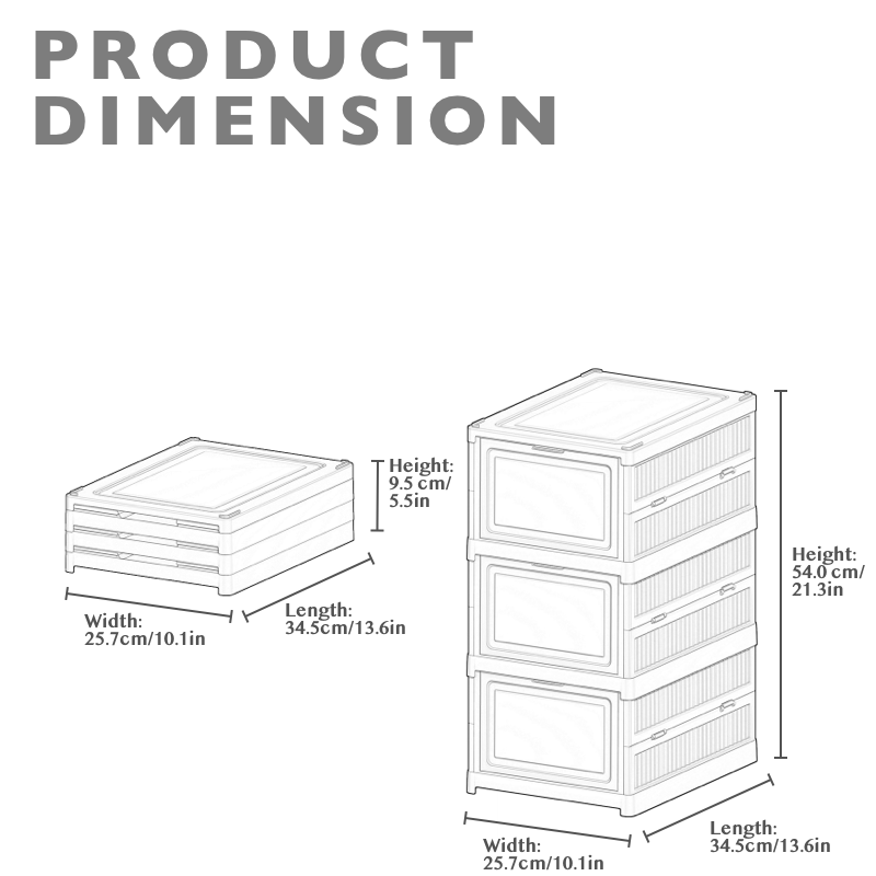 3-Tier Foldable Shoe Storage Box Unit, Black