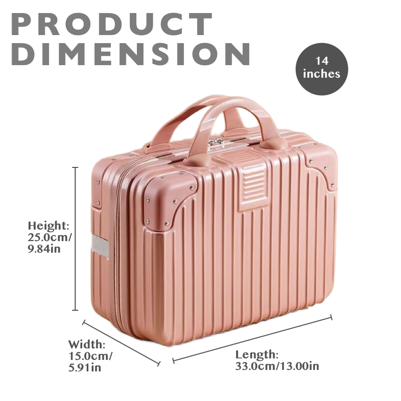 14-Inch Travel Cosmetic Case Hard Makeup Carrying Organizer - Pink