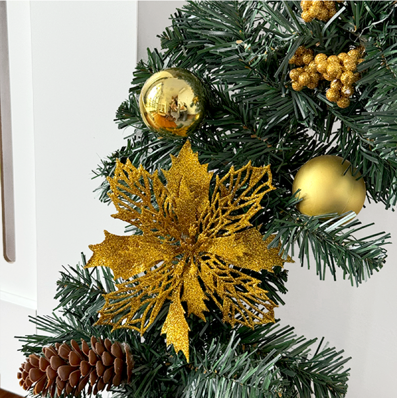 2.7M Gold Flower Christmas Garland Decoration