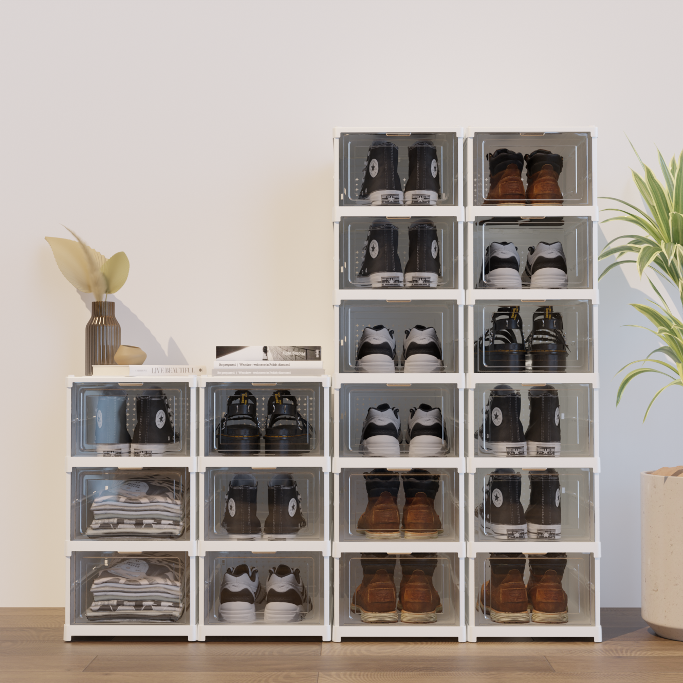 3-Tier Foldable Shoe Storage Box Unit