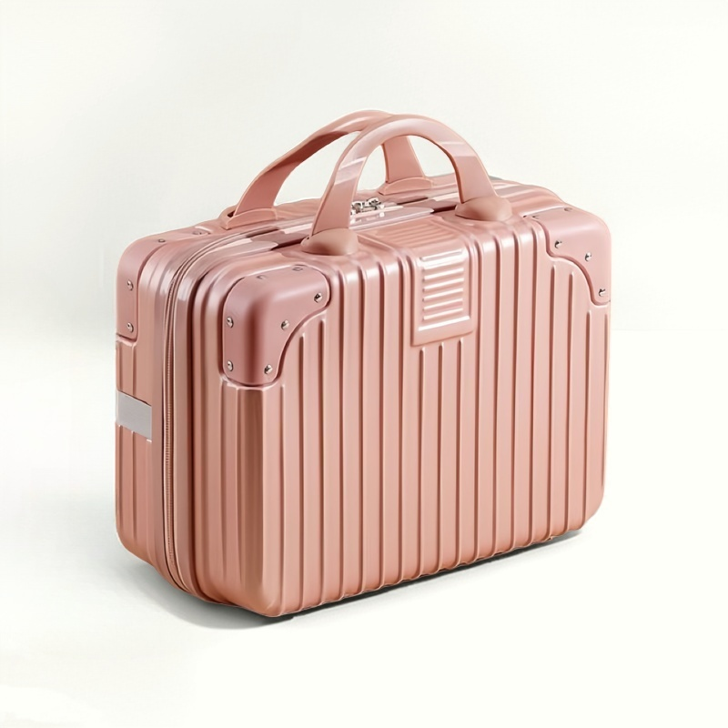 14-Inch Travel Cosmetic Case Hard Makeup Carrying Organizer - Pink