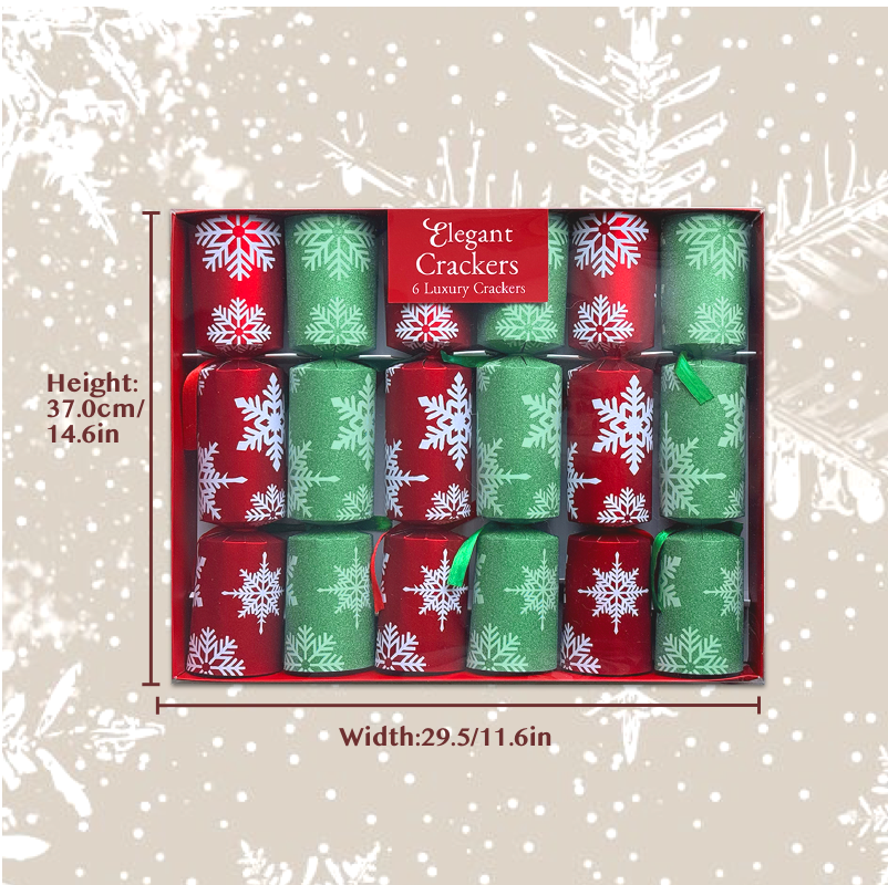 Set of 6 Glitter Snowflake Luxury Christmas Crackers