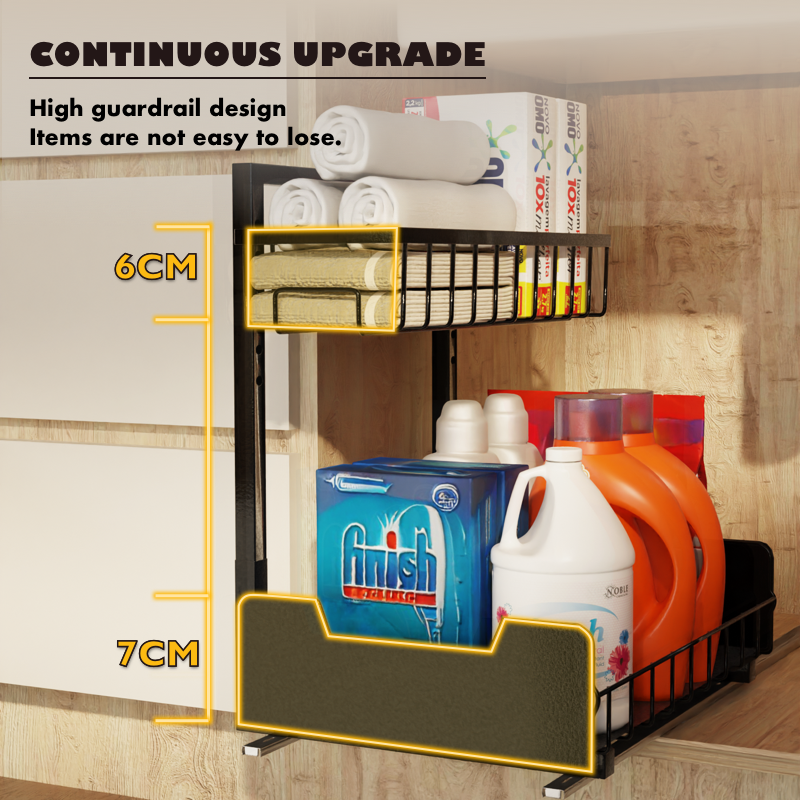 2-Tier L-Shaped Undersink Storage Organiser