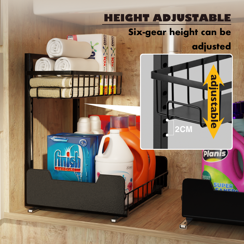 2-Tier L-Shaped Undersink Storage Organiser