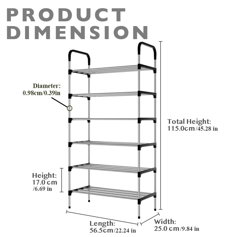 6-Tiers Shoe Rack Stackable Shoe Shelf