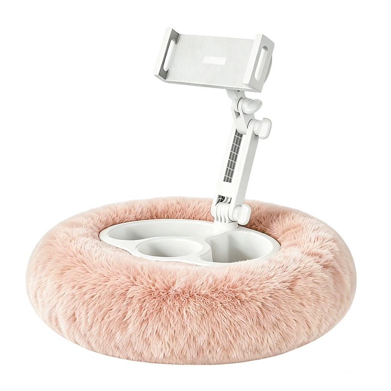 360° Adjustable Tablet Pillow Stand with Snack Tray for Bed & Sofa