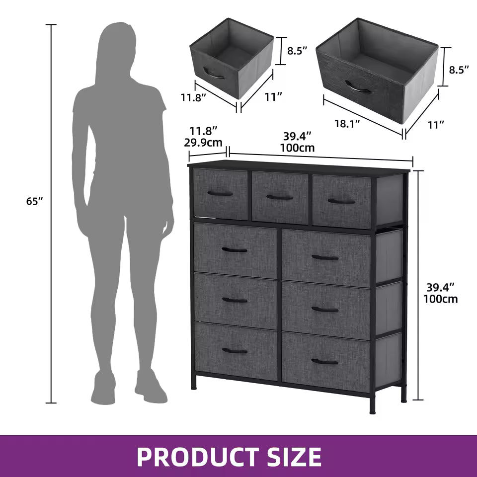 9-Drawer Wide Fabric Dresser