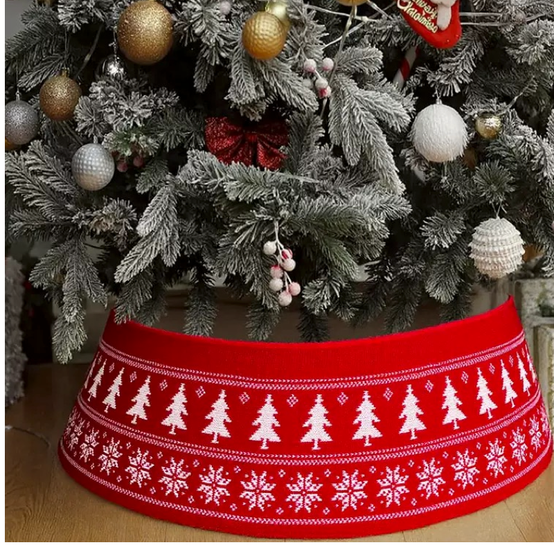 Red Knitted Christmas Tree Collar Skirt