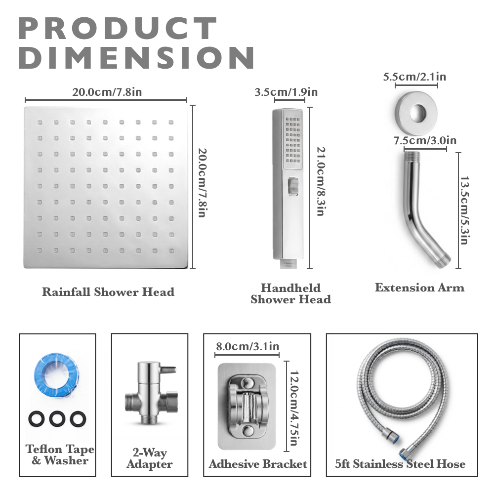 Rainfall & Handheld Shower Head Set