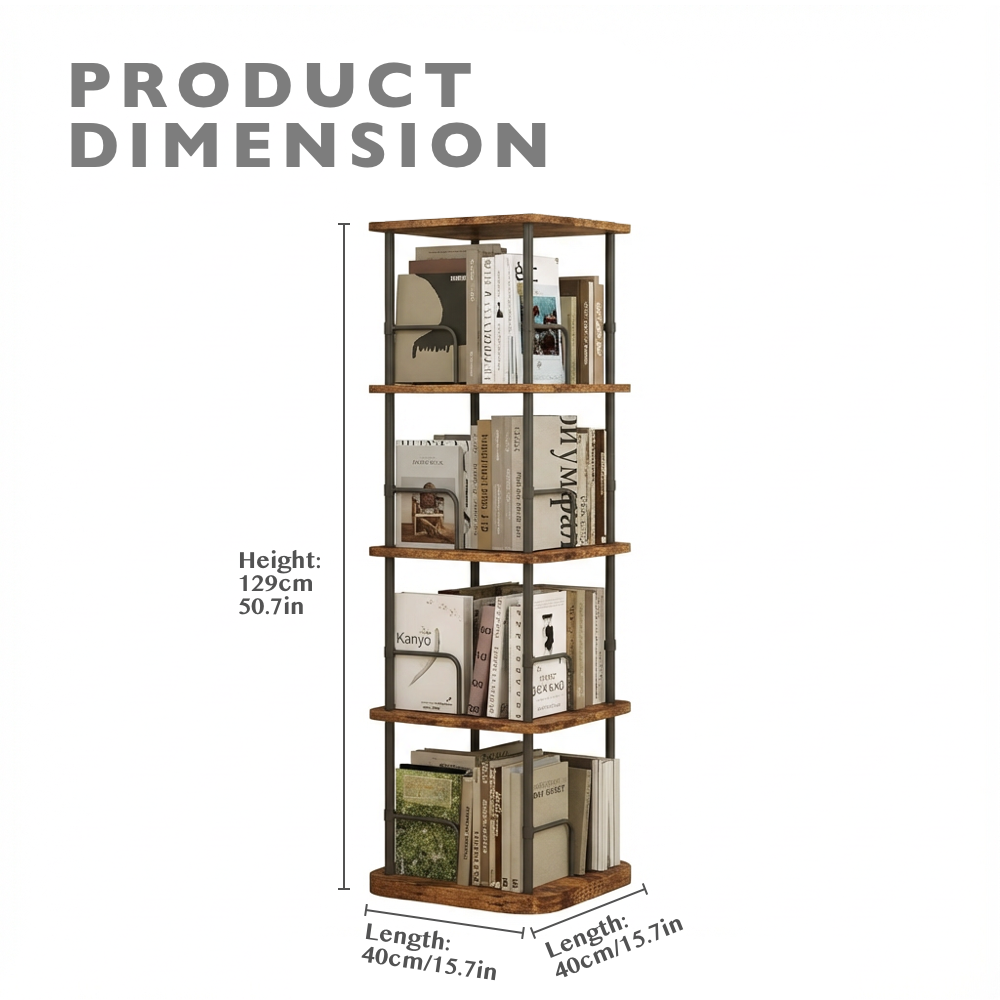 4-Tier 360° Rotating Display Bookshelf