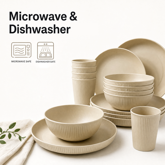 18pcs Wheat Straw Dinnerware Set for 6