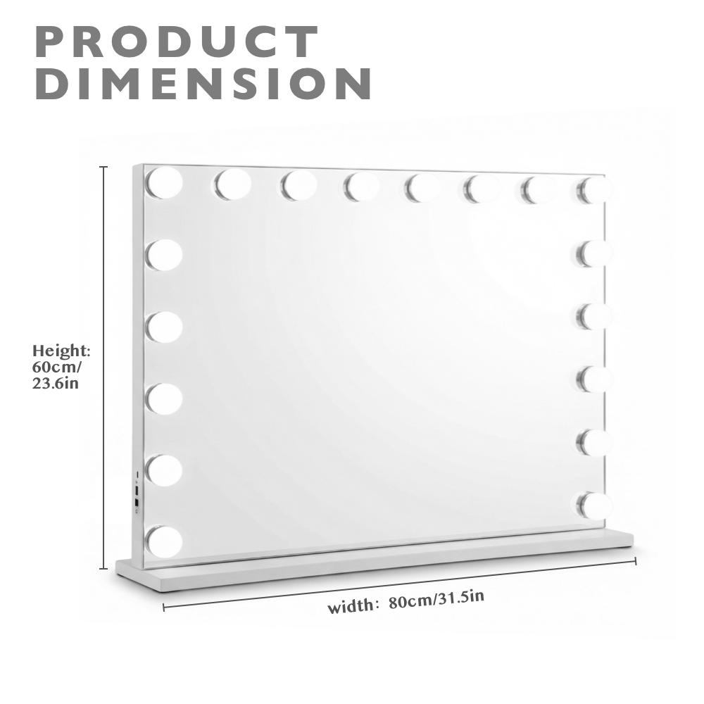 Hollywood Vanity Mirror with Dimmable Lights 80x60cm