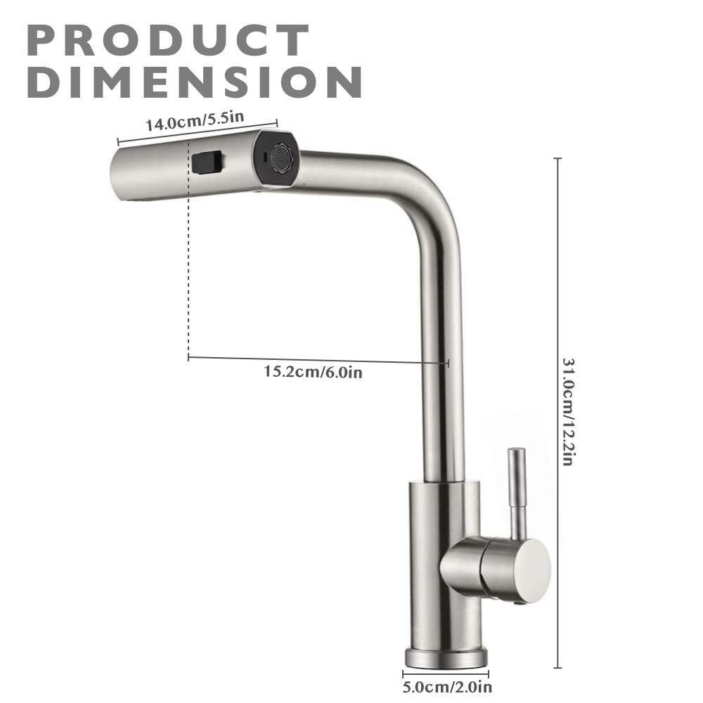 Waterfall Kitchen Mixer Tap with Pull Down Sprayer