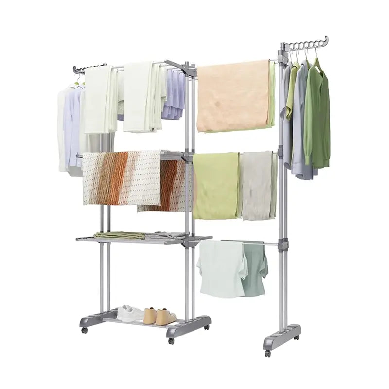 4 Tier Foldable and Adjustable Clothes Airer Drying Rack