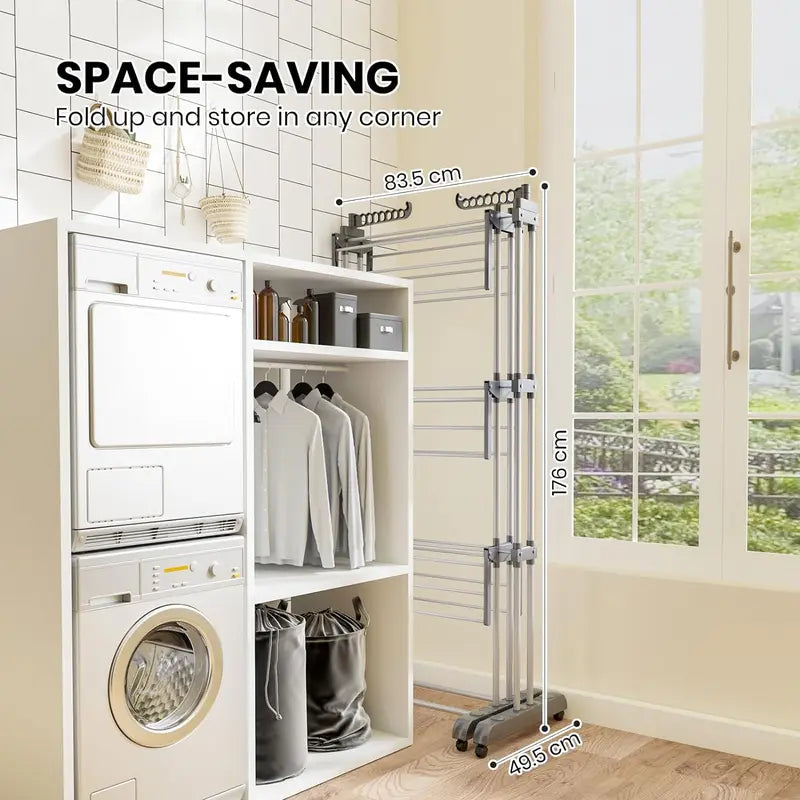 4 Tier Foldable and Adjustable Clothes Airer Drying Rack