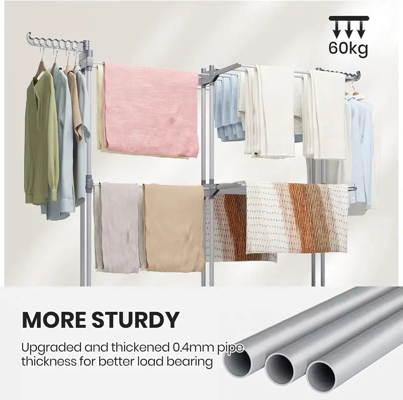 4 Tier Foldable and Adjustable Clothes Airer Drying Rack