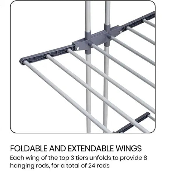 4 Tier Foldable and Adjustable Clothes Airer Drying Rack
