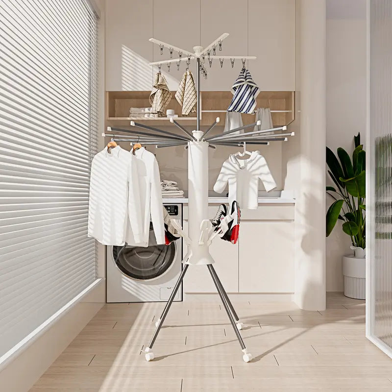 Octopus-Style Folding Drying Rack with Clips Compact