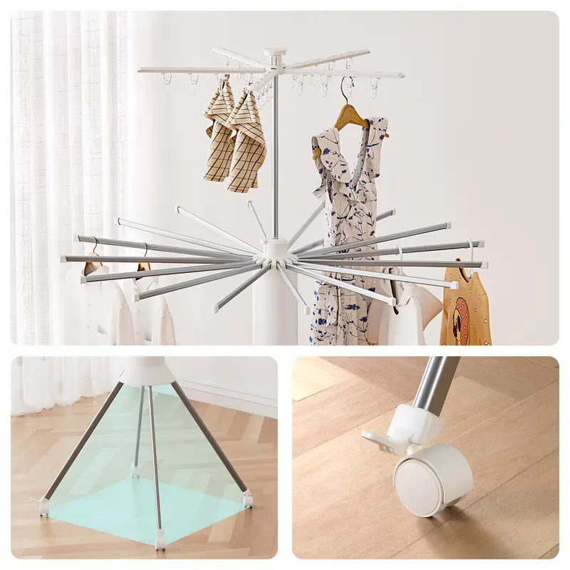 Octopus-Style Folding Drying Rack with Clips Compact