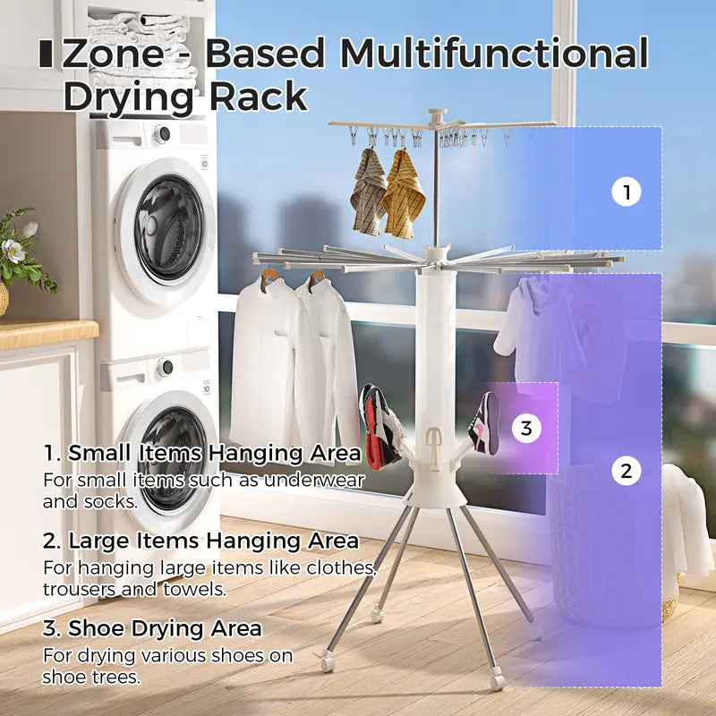 Octopus-Style Folding Drying Rack with Clips Compact