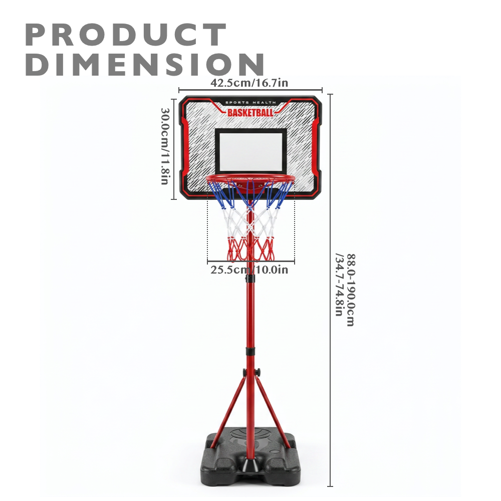 Kids 2-in-1 Basketball Hoop & Dartboard Adjustable Stand