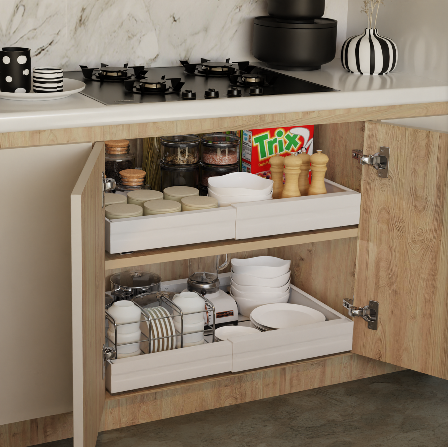 Expandable Pull Out Cabinet Organizer Slide Out Drawer - Large