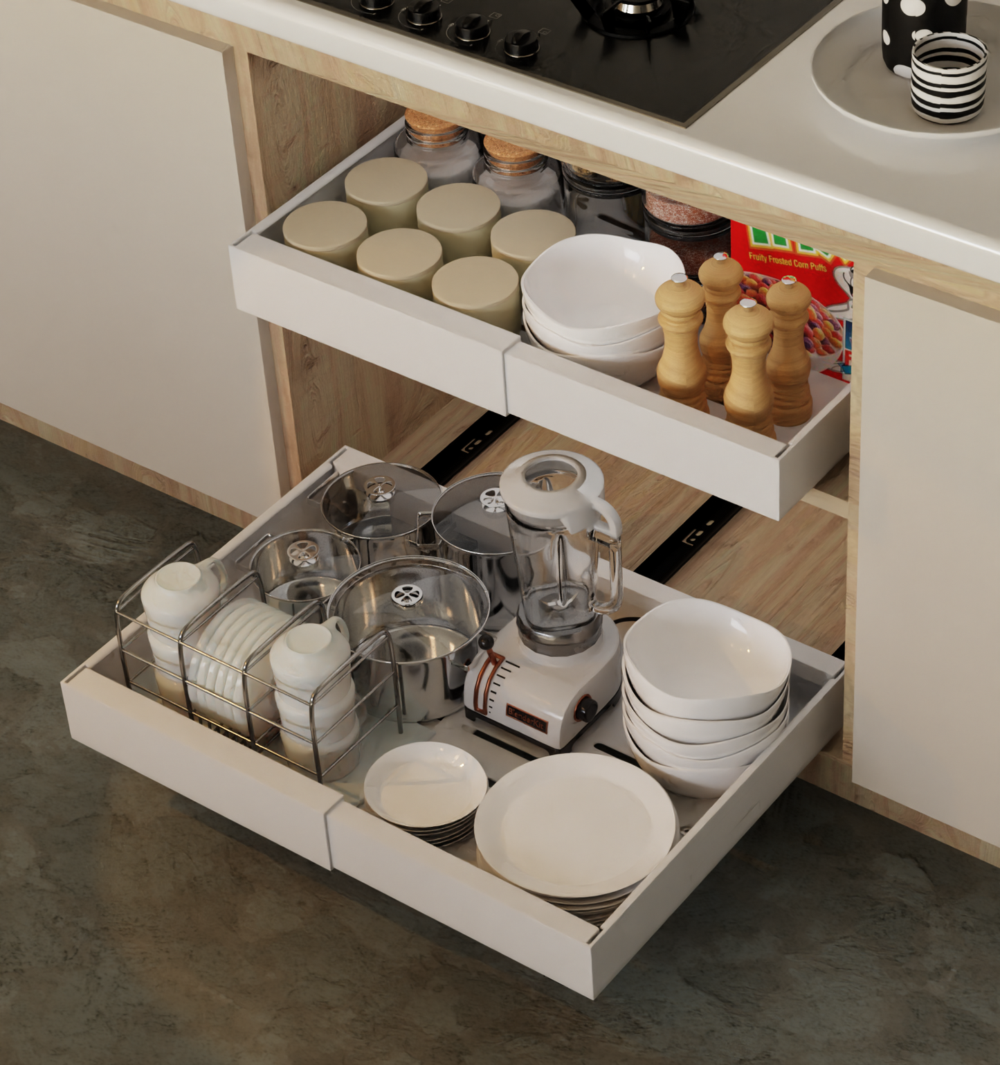 Expandable Pull Out Cabinet Organizer Slide Out Drawer - Large