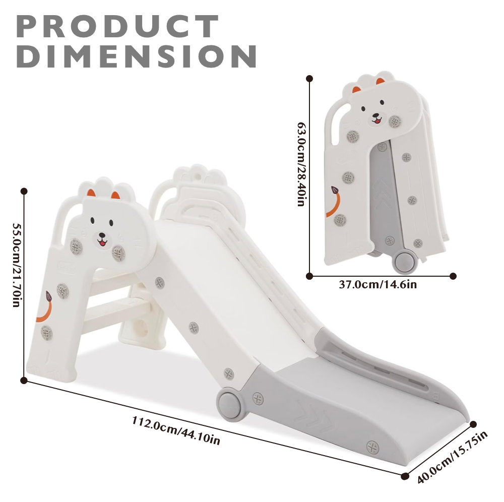 Foldable Indoor Slide for Toddler Grey and White