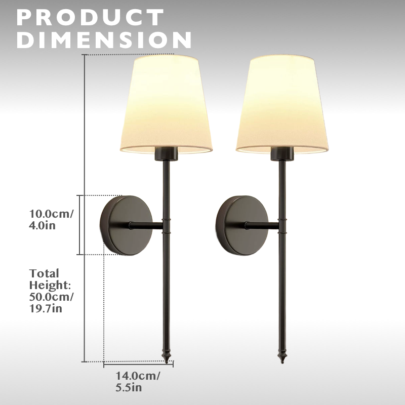 Set of 2 Rechargeable Wall Lamp with Remote Control - Black