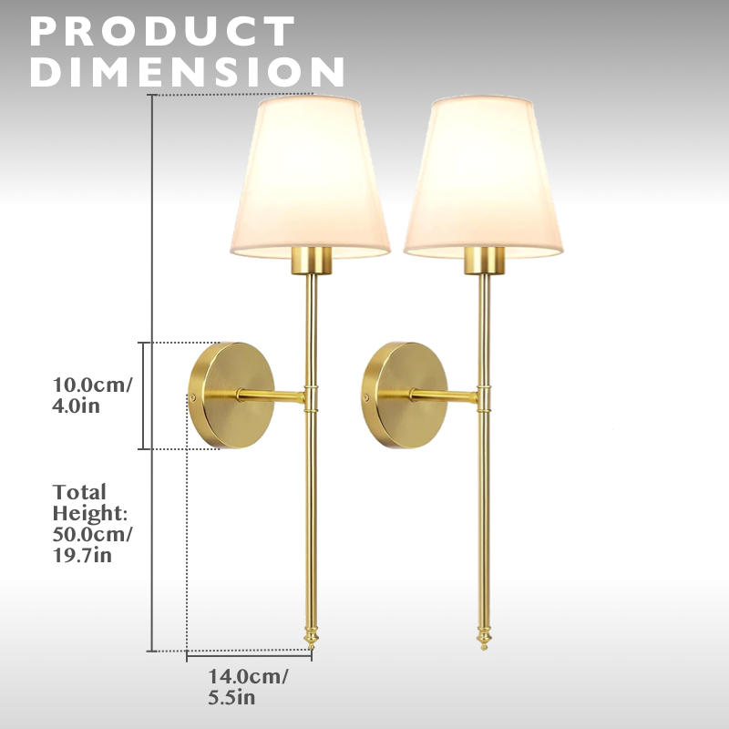 Set of 2 Rechargeable Wall Lamp with Remote Control - Gold