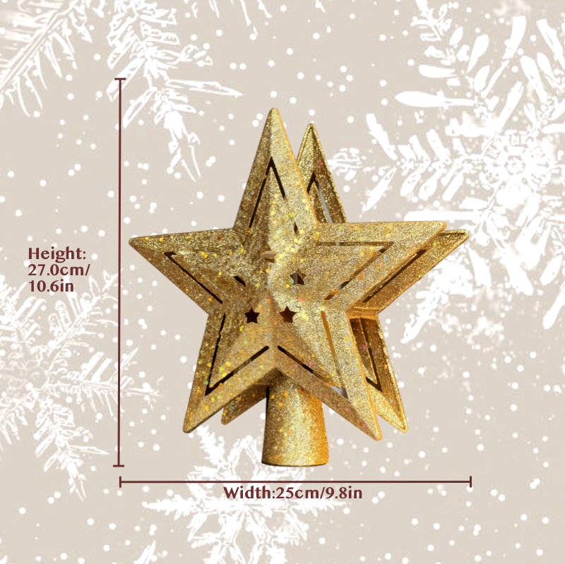 Gold Sparkling LED Christmas Tree Top Star with Projection