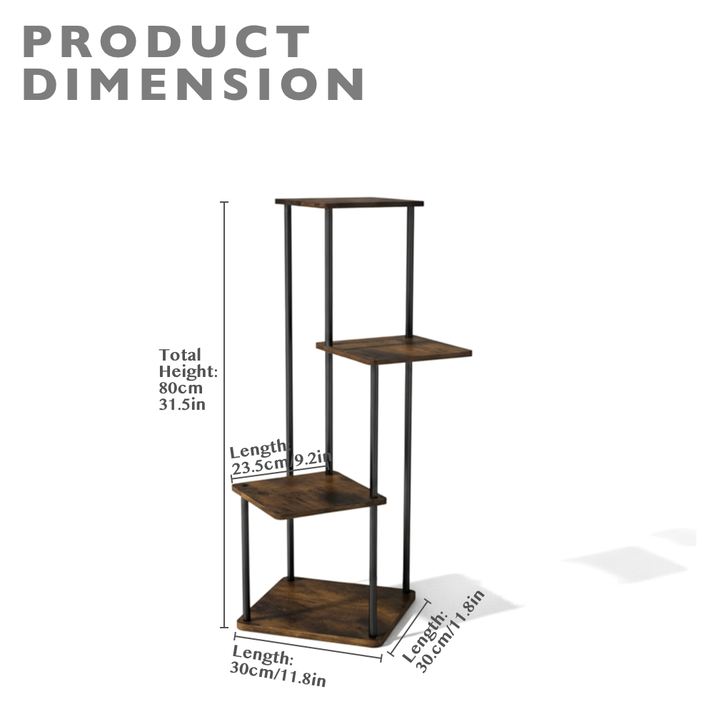 4 Tier Indoor Plant Stand Compact Corner Shelf
