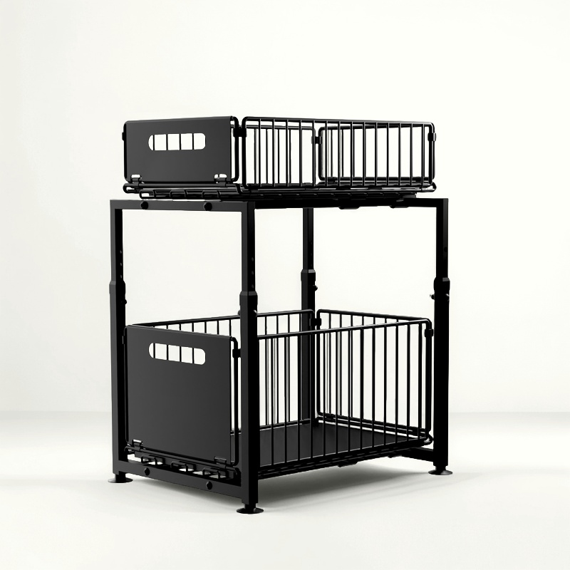 2-Tier Pull-Out Storage Rack for Kitchen Cabinet