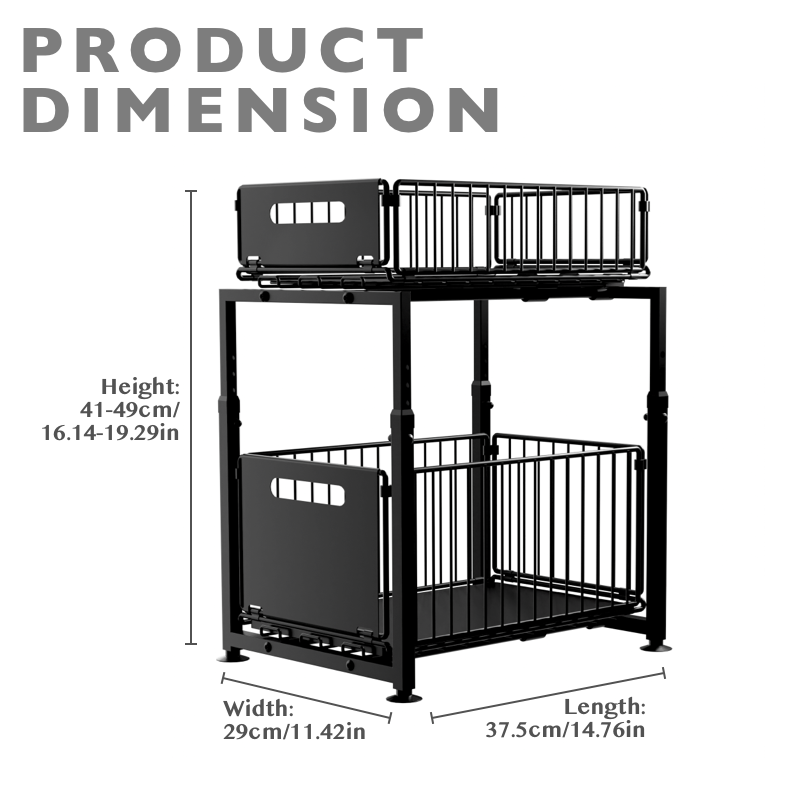 2-Tier Pull-Out Storage Rack for Kitchen Cabinet