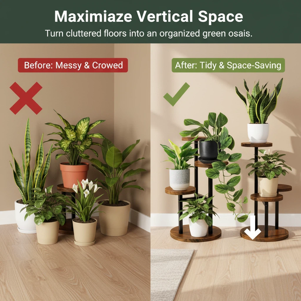 3-Tier Indoor Plant Stand Compact Corner Shelf